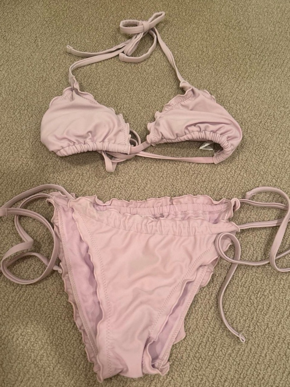 Wild Fable Lilac Ruffle Triangle String Bikini